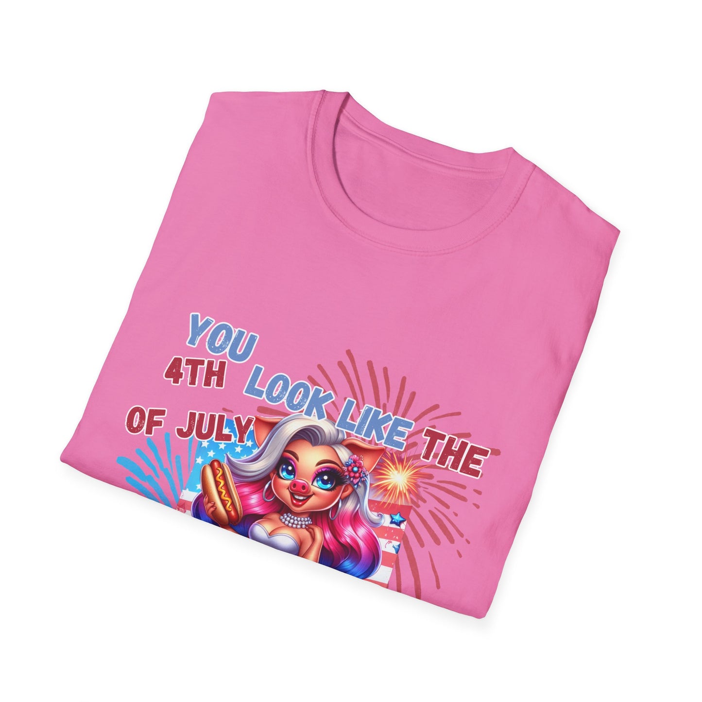 “4th of July Hotdog Funny Pig Girl Shirt – Patriotic Fireworks Tee – Cute Red White Blue Summer Top”