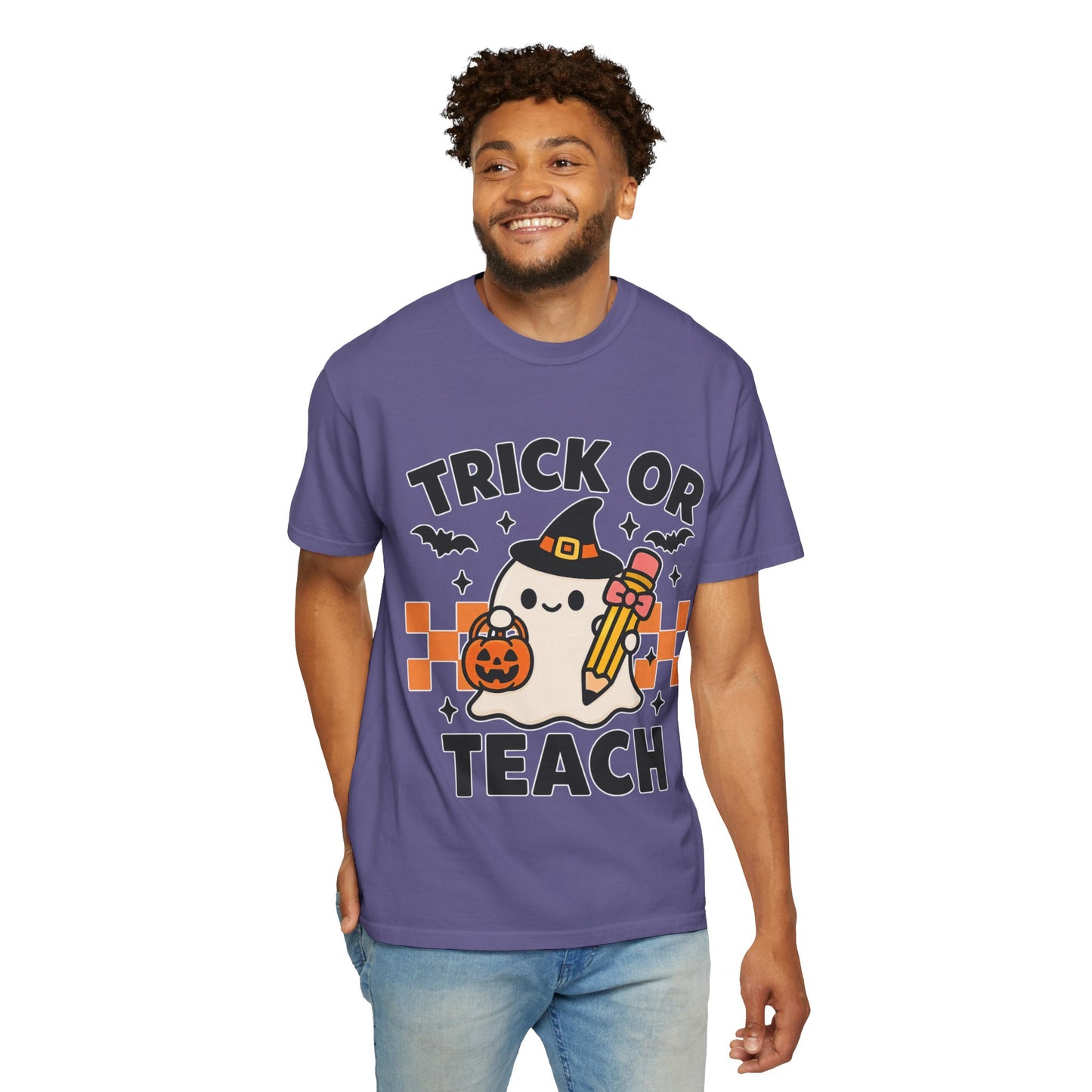 Trick or Teach Teacher Halloween Shirt β Cute Ghost Graphic Tee, Fall Classroom Costume Top, Fun Spooky Teacher Gift
