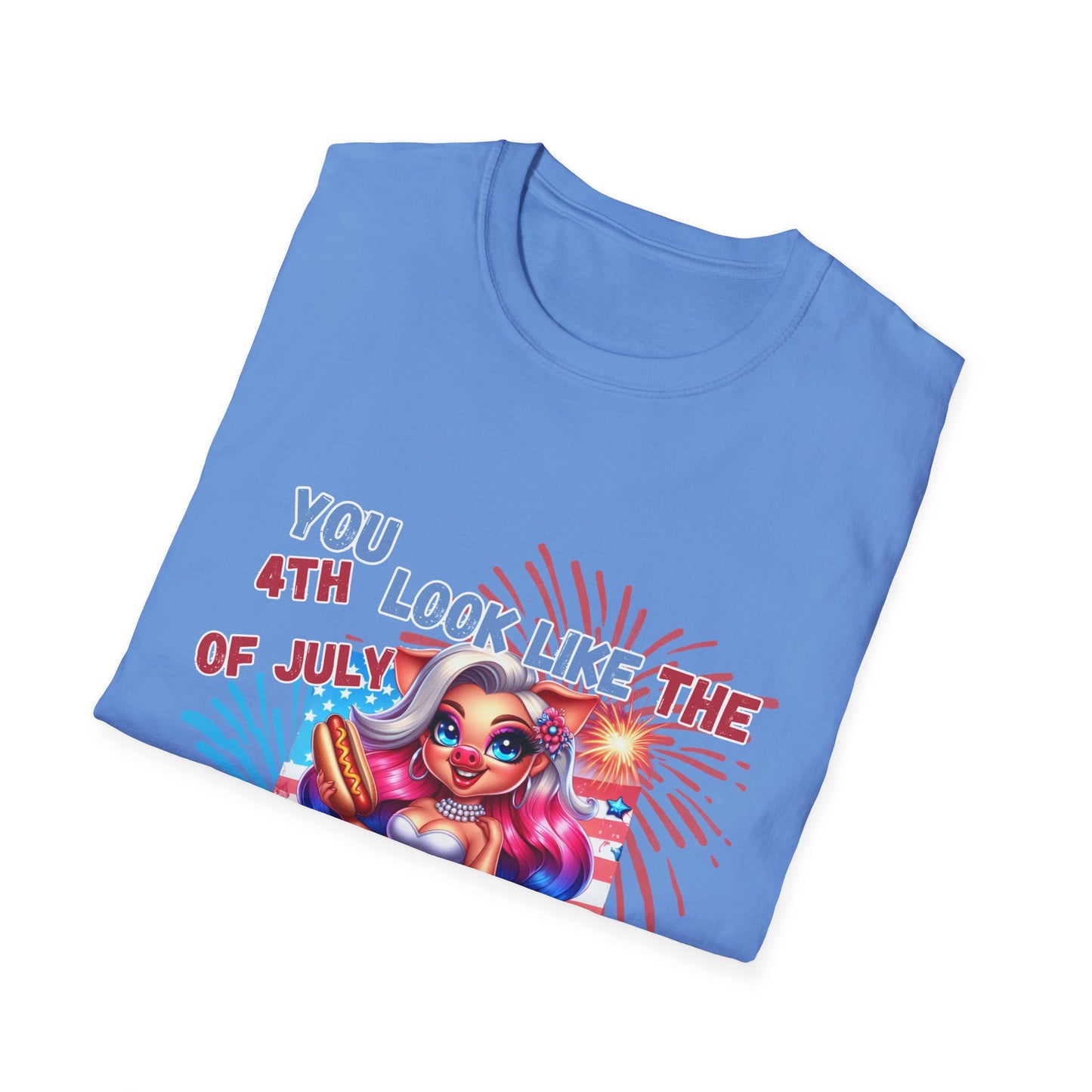 “4th of July Hotdog Funny Pig Girl Shirt – Patriotic Fireworks Tee – Cute Red White Blue Summer Top”