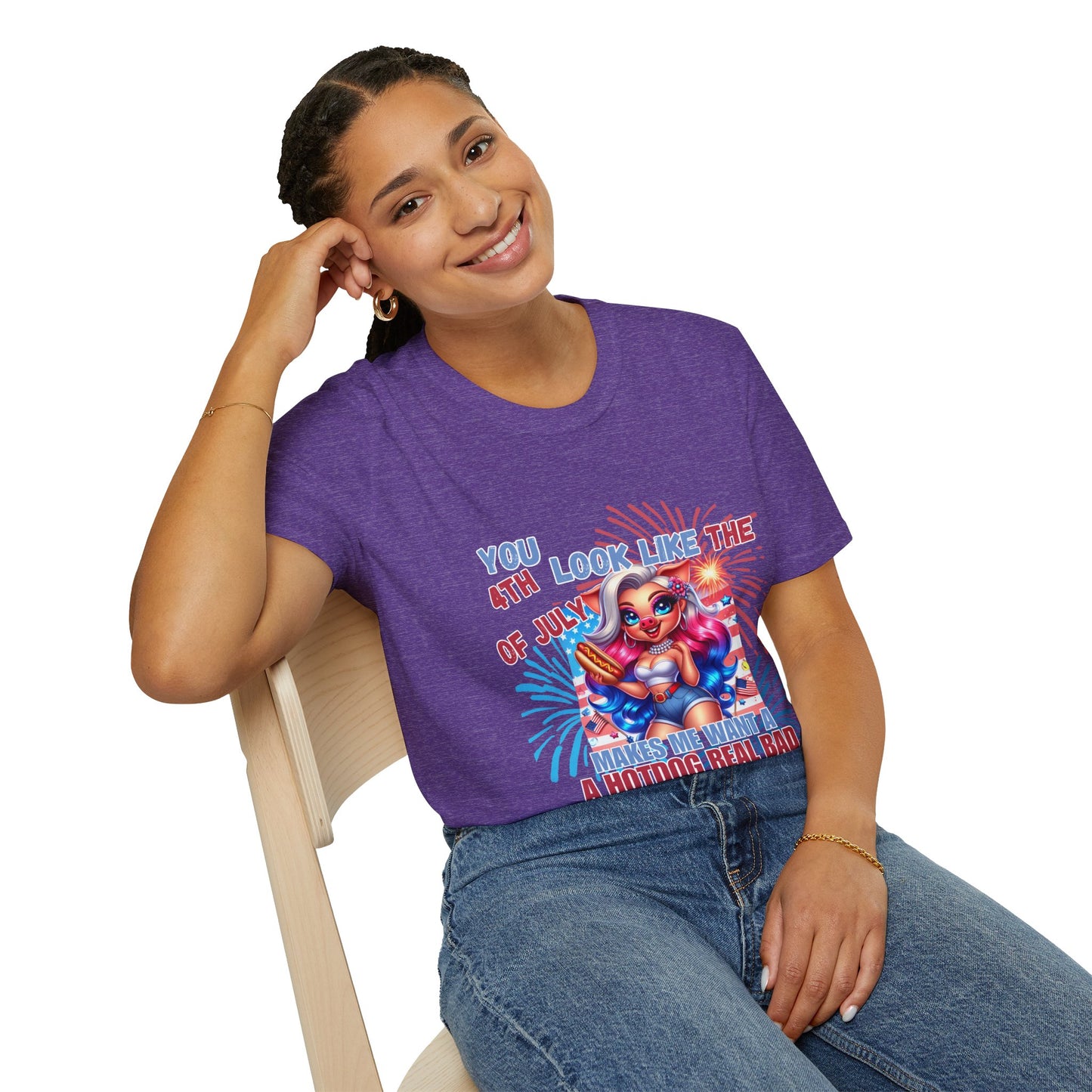 “4th of July Hotdog Funny Pig Girl Shirt – Patriotic Fireworks Tee – Cute Red White Blue Summer Top”