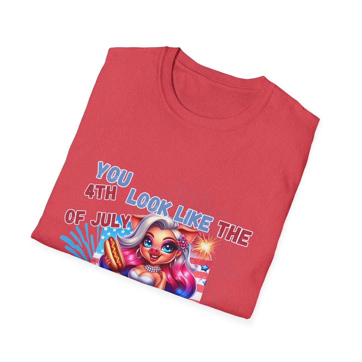 “4th of July Hotdog Funny Pig Girl Shirt – Patriotic Fireworks Tee – Cute Red White Blue Summer Top”