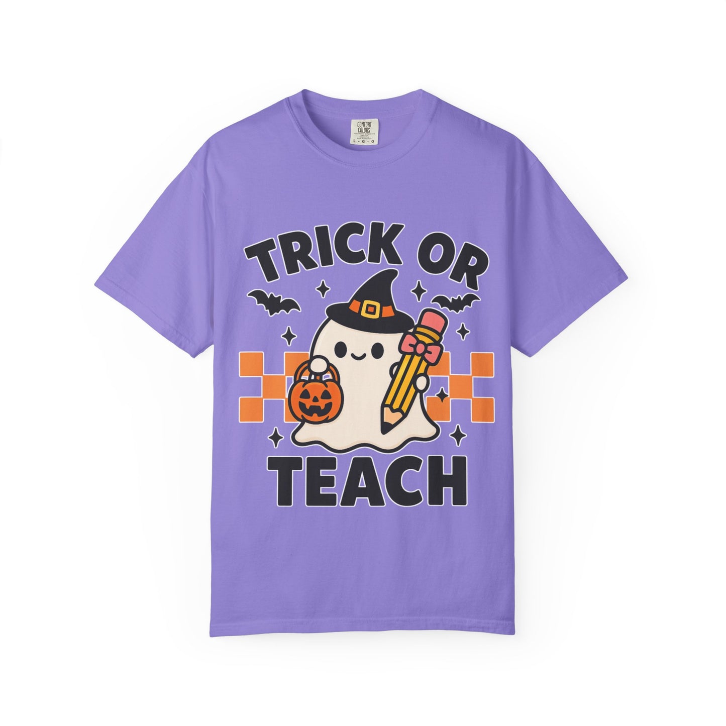 Trick or Teach Teacher Halloween Shirt β Cute Ghost Graphic Tee, Fall Classroom Costume Top, Fun Spooky Teacher Gift