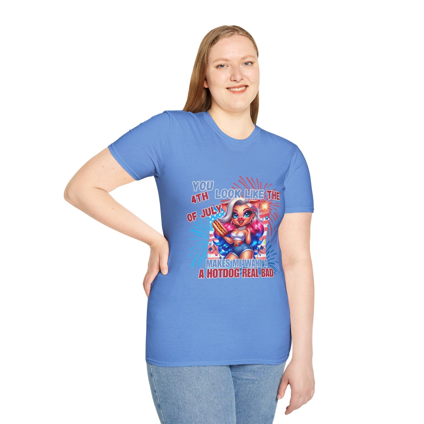 “4th of July Hotdog Funny Pig Girl Shirt – Patriotic Fireworks Tee – Cute Red White Blue Summer Top”