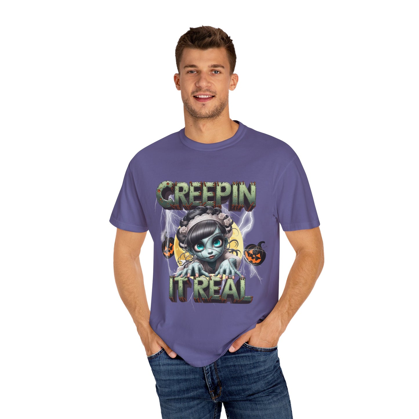 Creepin' It Real Halloween T-shirt, Unisex Graphic Tee, Spooky Fun Apparel, Perfect for Halloween, Ghost Lovers, Trick-or-Treating