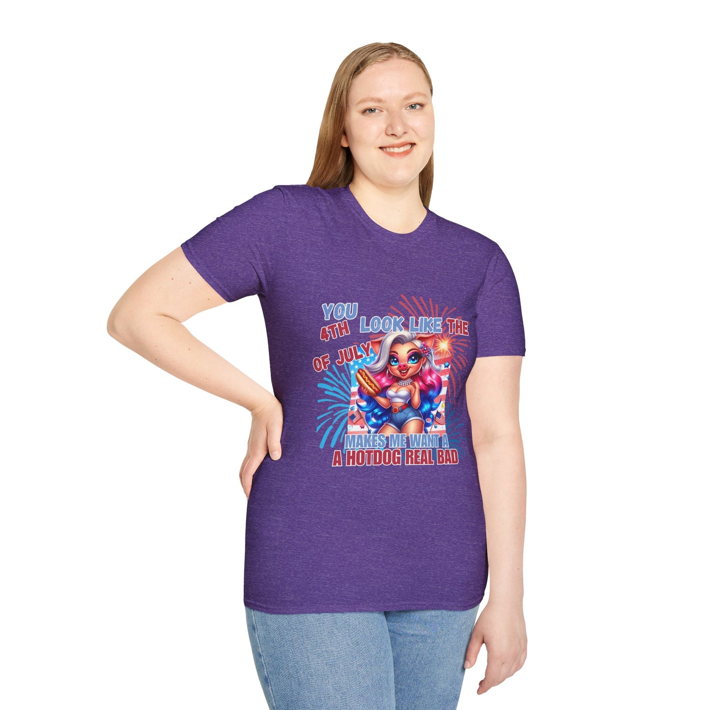 “4th of July Hotdog Funny Pig Girl Shirt – Patriotic Fireworks Tee – Cute Red White Blue Summer Top”