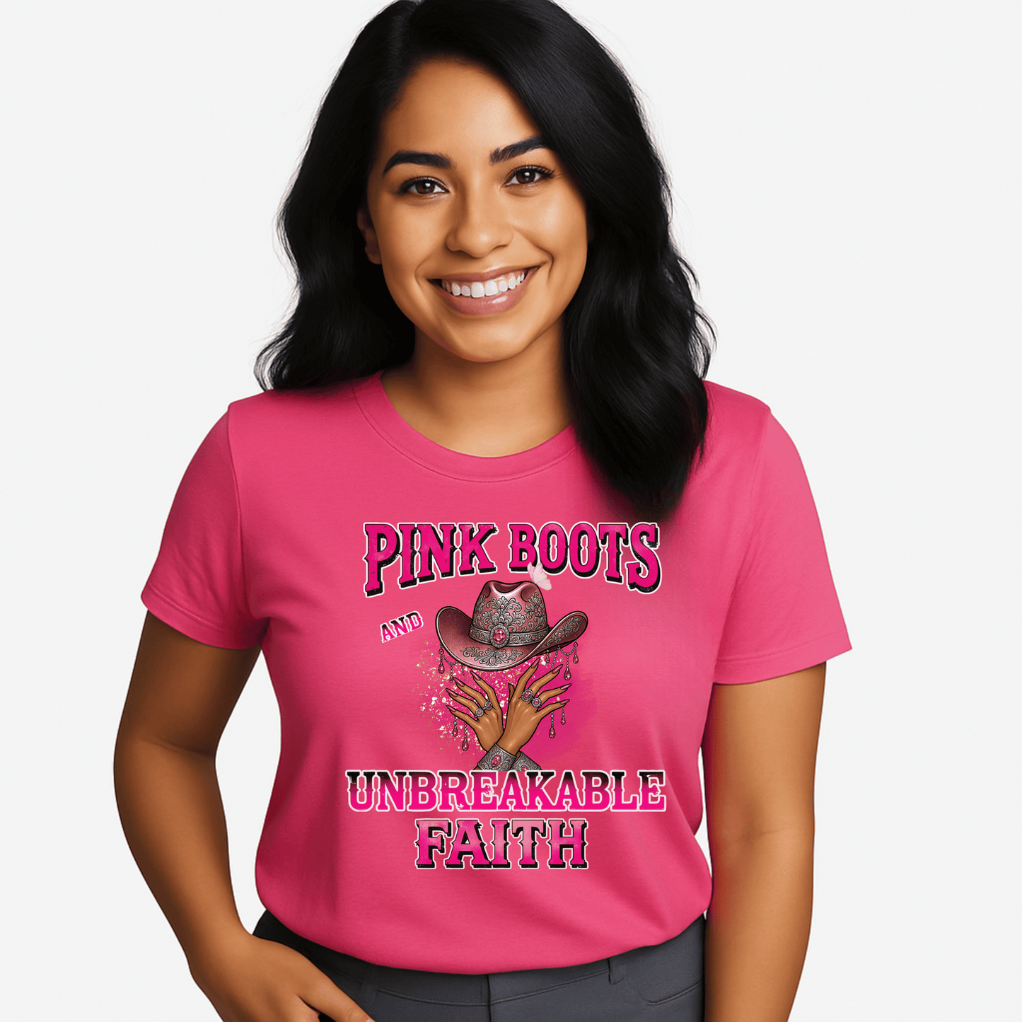 Boots  On the Ground & Unbreakable Faith Shirt β Western Cowgirl Graphic Tee, Country Rodeo Christian T-Shirt, Faith & Strength Apparel