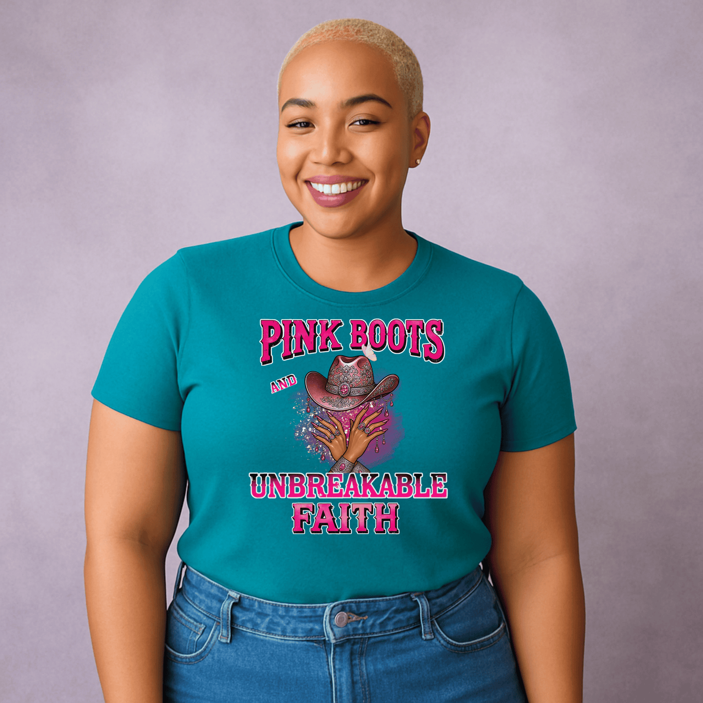 Boots  On the Ground & Unbreakable Faith Shirt β Western Cowgirl Graphic Tee, Country Rodeo Christian T-Shirt, Faith & Strength Apparel