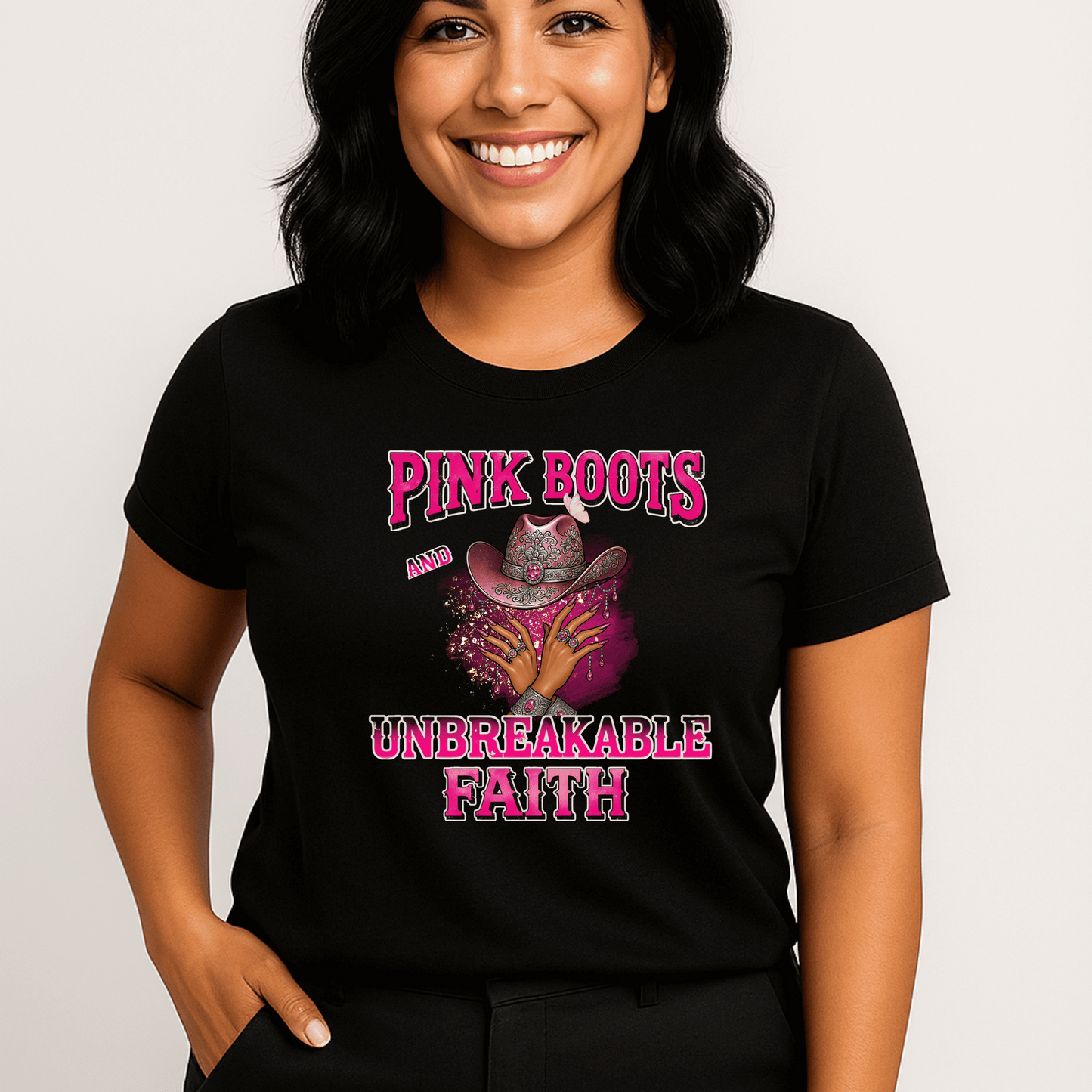 Boots  On the Ground & Unbreakable Faith Shirt β Western Cowgirl Graphic Tee, Country Rodeo Christian T-Shirt, Faith & Strength Apparel