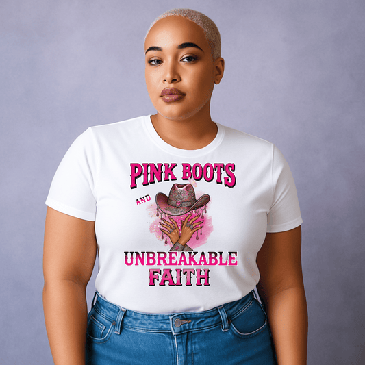 Boots  On the Ground & Unbreakable Faith Shirt – Western Cowgirl Graphic Tee, Country Rodeo Christian T-Shirt, Faith & Strength Apparel