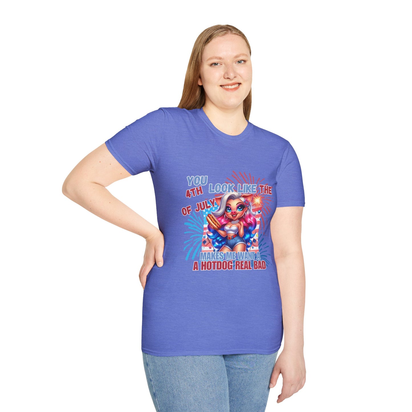 “4th of July Hotdog Funny Pig Girl Shirt – Patriotic Fireworks Tee – Cute Red White Blue Summer Top”