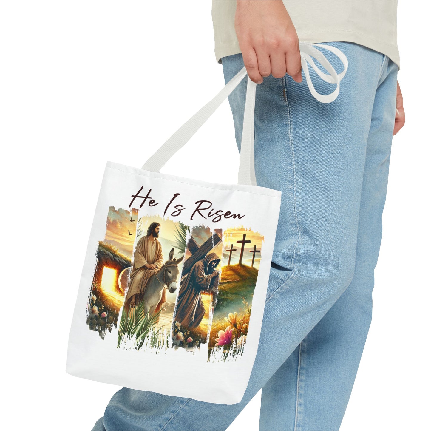 He Is Risen Christian Tote Bag