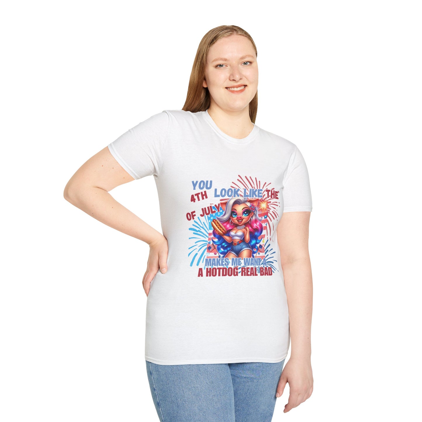 “4th of July Hotdog Funny Pig Girl Shirt – Patriotic Fireworks Tee – Cute Red White Blue Summer Top”
