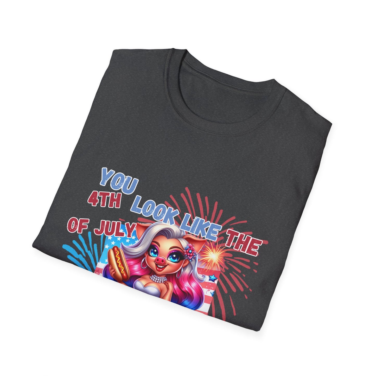 “4th of July Hotdog Funny Pig Girl Shirt – Patriotic Fireworks Tee – Cute Red White Blue Summer Top”