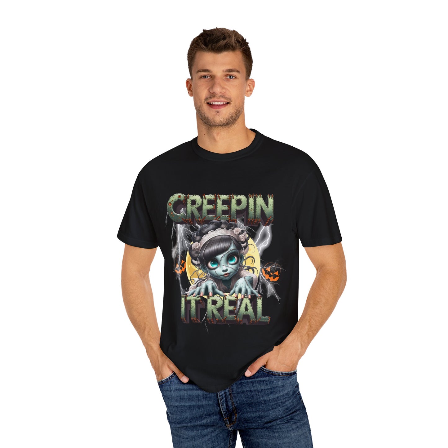 Creepin' It Real Halloween T-shirt, Unisex Graphic Tee, Spooky Fun Apparel, Perfect for Halloween, Ghost Lovers, Trick-or-Treating