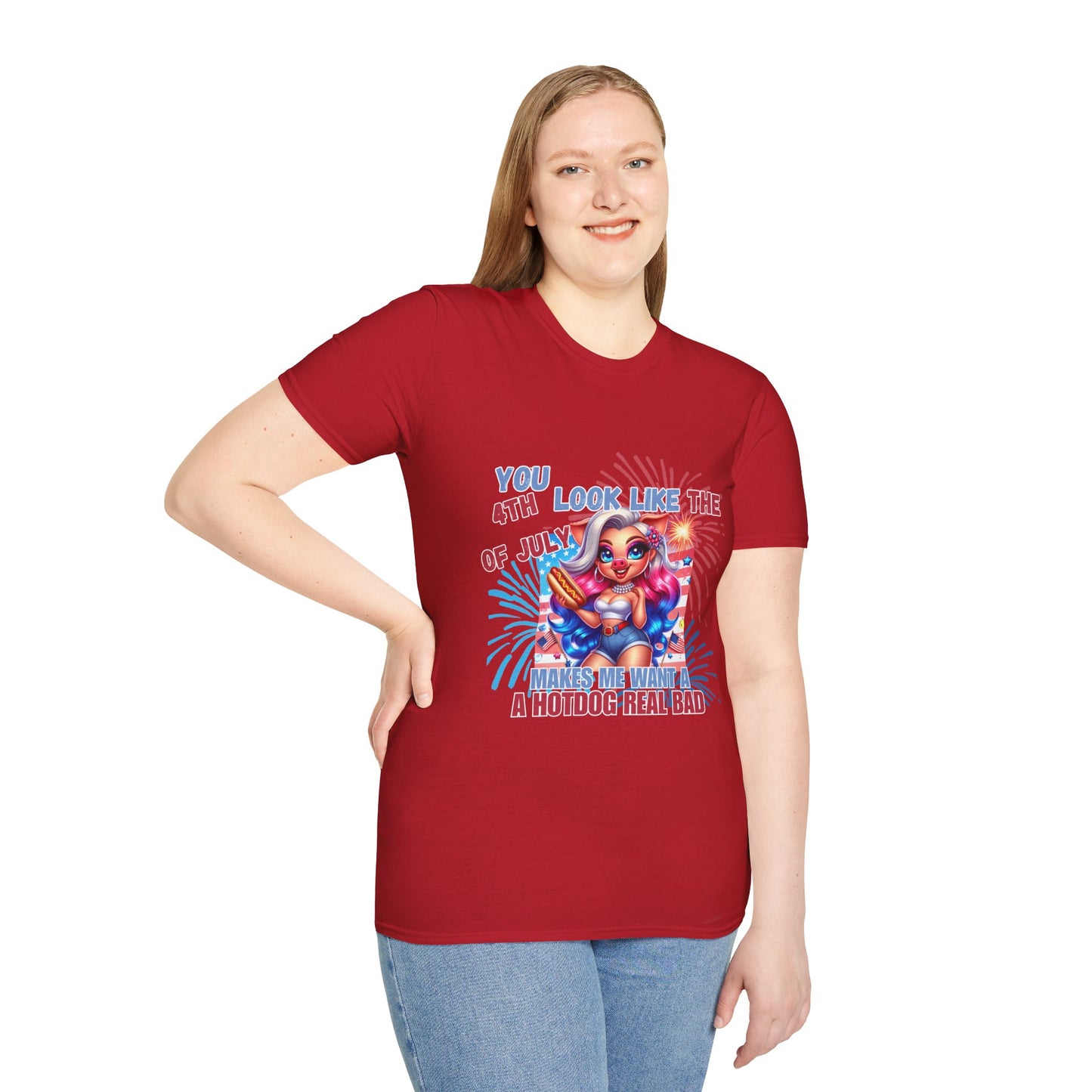 “4th of July Hotdog Funny Pig Girl Shirt – Patriotic Fireworks Tee – Cute Red White Blue Summer Top”