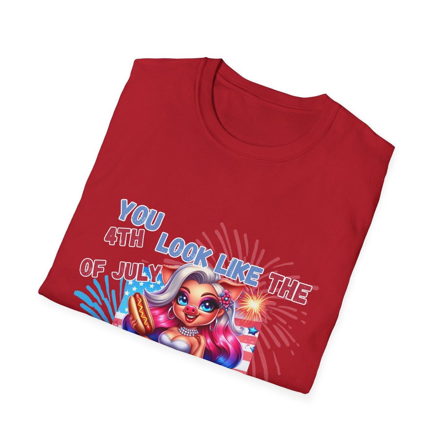 “4th of July Hotdog Funny Pig Girl Shirt – Patriotic Fireworks Tee – Cute Red White Blue Summer Top”